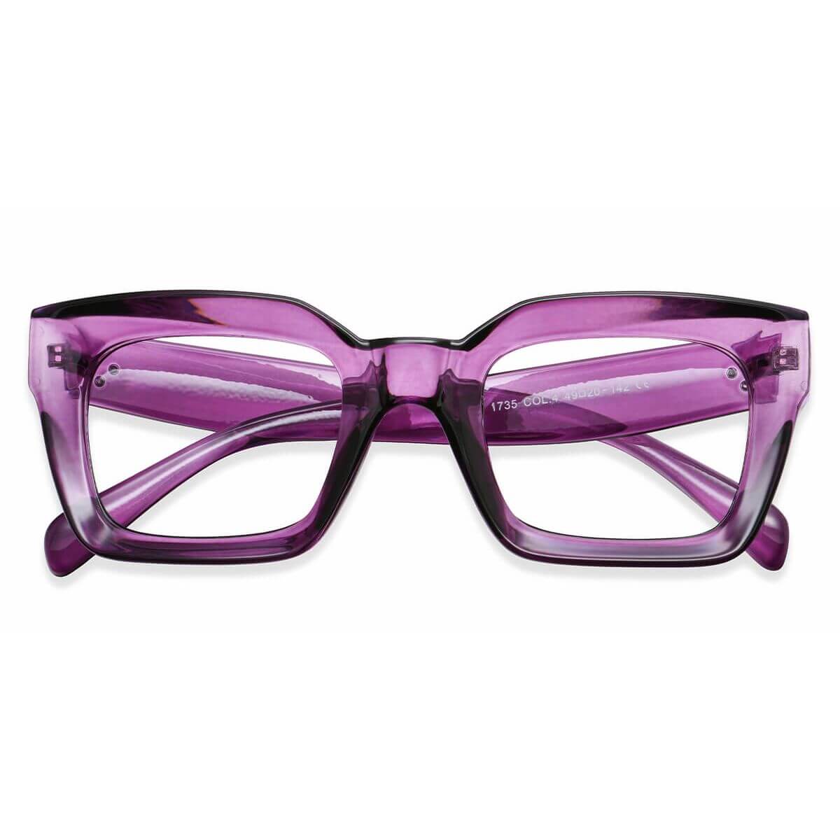 1735 Rectangle Purple Eyeglasses Frames Leoptique