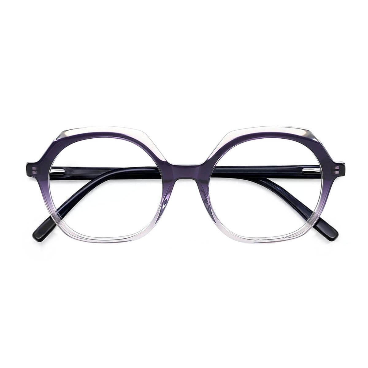 21217 Round Oval Geometric Purple Eyeglasses Frames Leoptique 4089