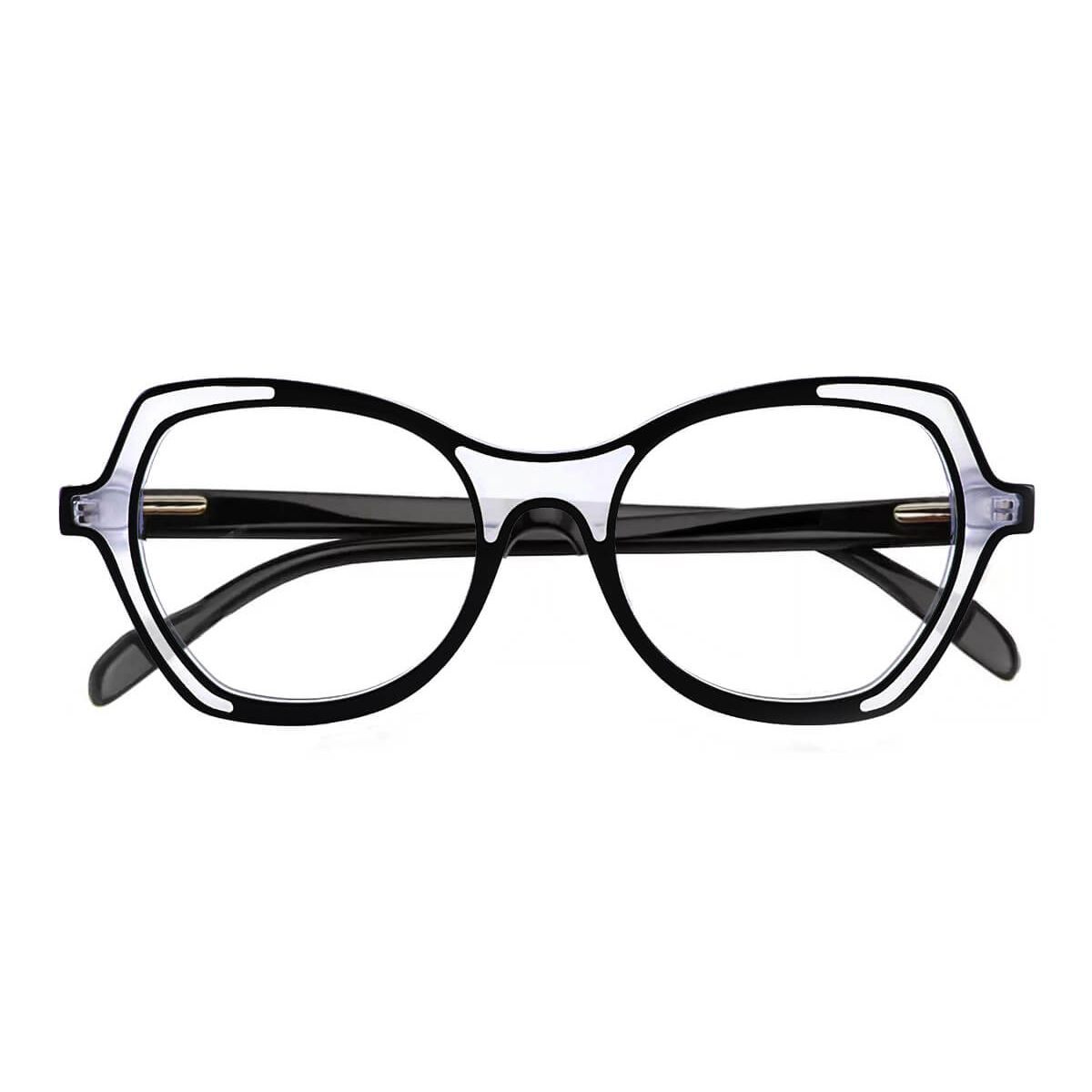 21240 Round Oval Cat-eye Butterfly Black Eyeglasses Frames | Leoptique