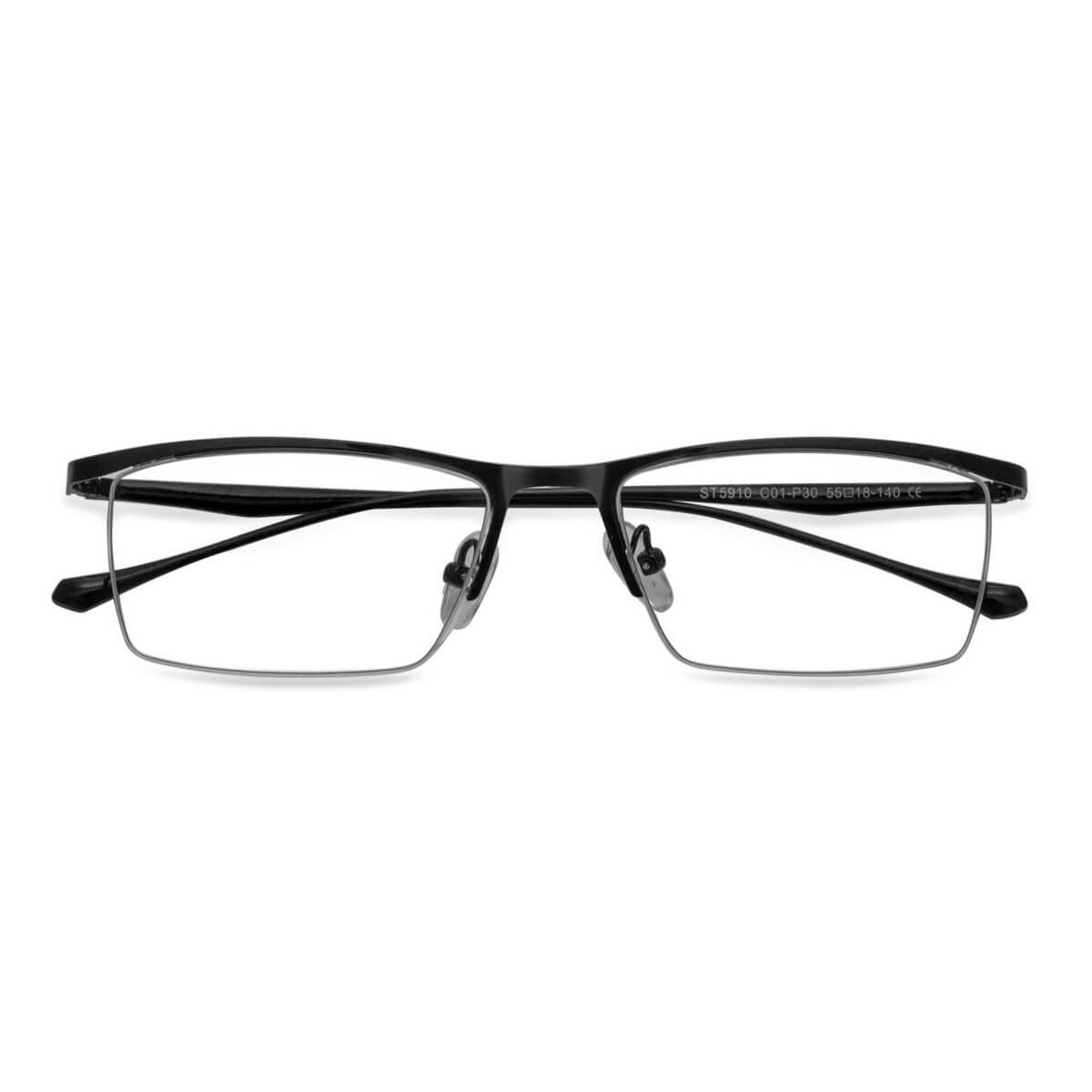 5910 Oval Rectangle Black Eyeglasses Frames Leoptique 8977