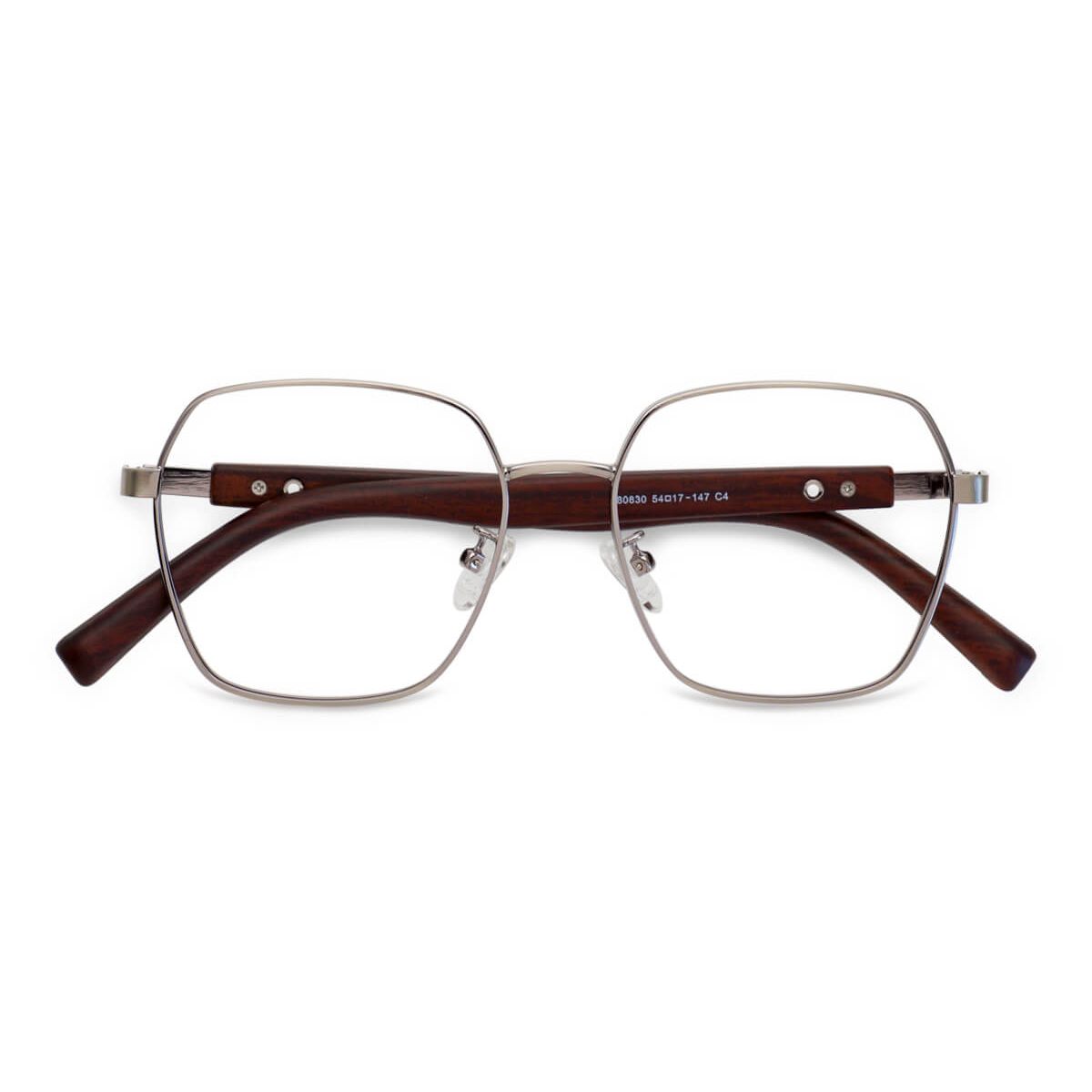 80830 80830 Square Silver Eyeglasses Frames | Leoptique