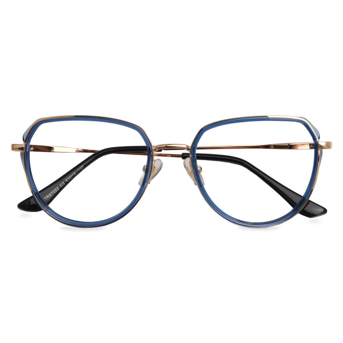 87052 Oval Blue Eyeglasses Frames | Leoptique