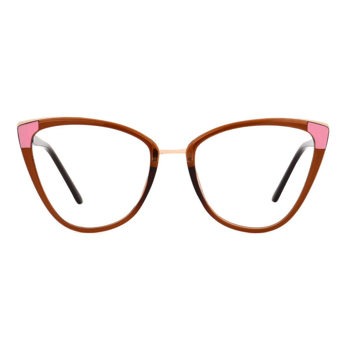 87098 Cat-eye Brown Eyeglasses Frames | Leoptique