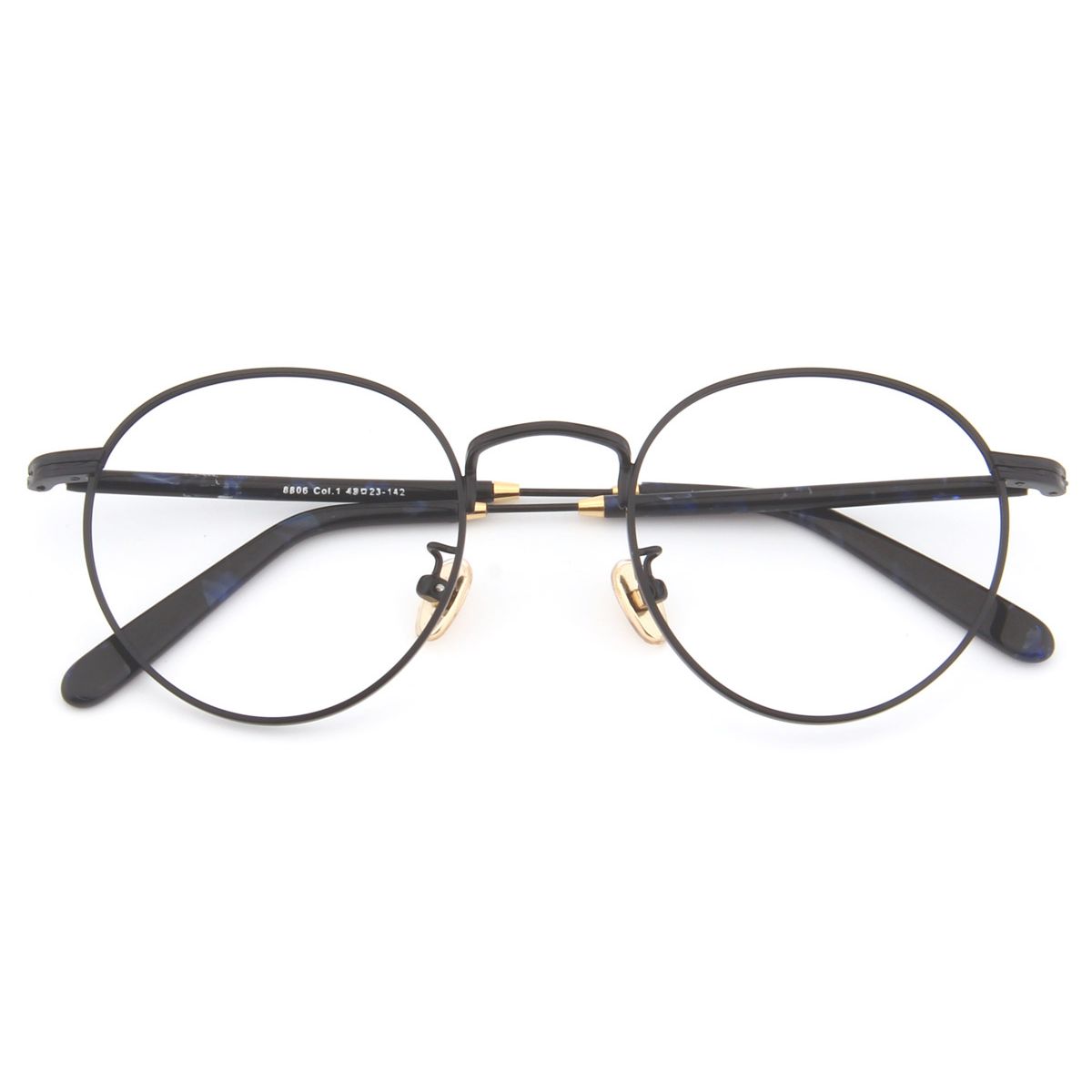 8806 Round Black Eyeglasses Frames Leoptique 1545