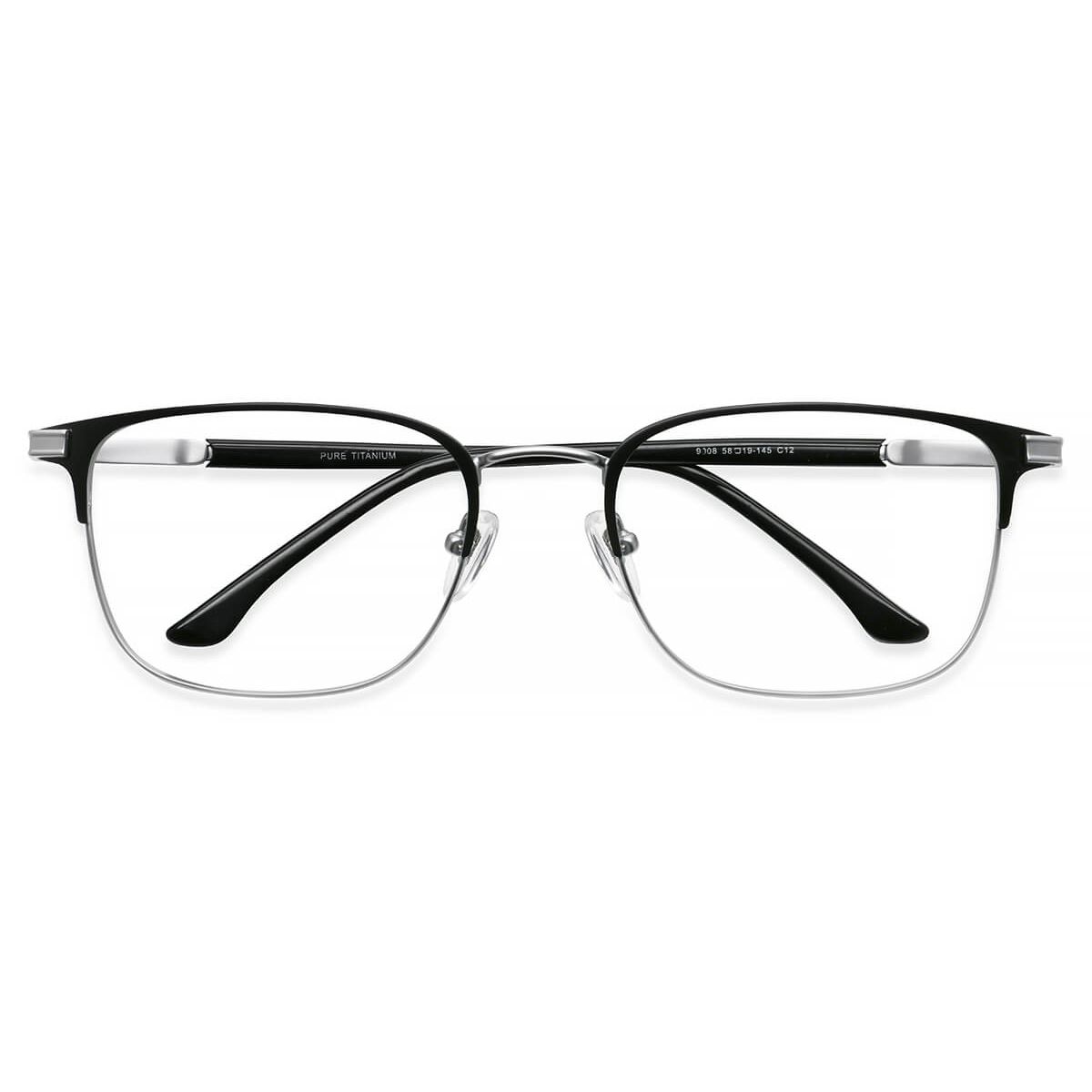9008 Rectangle Black Eyeglasses Frames | Leoptique