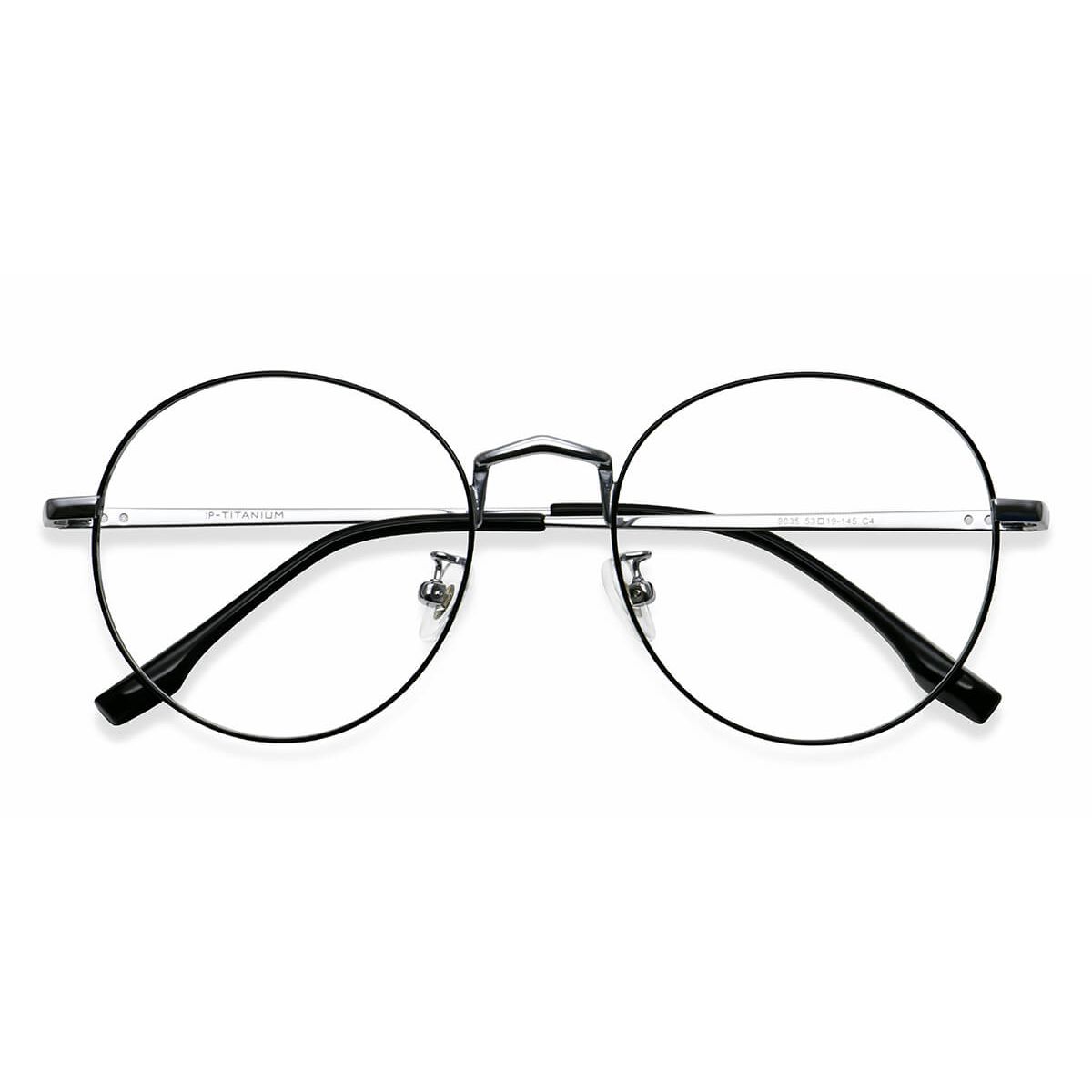 9035 Round Black Eyeglasses Frames | Leoptique