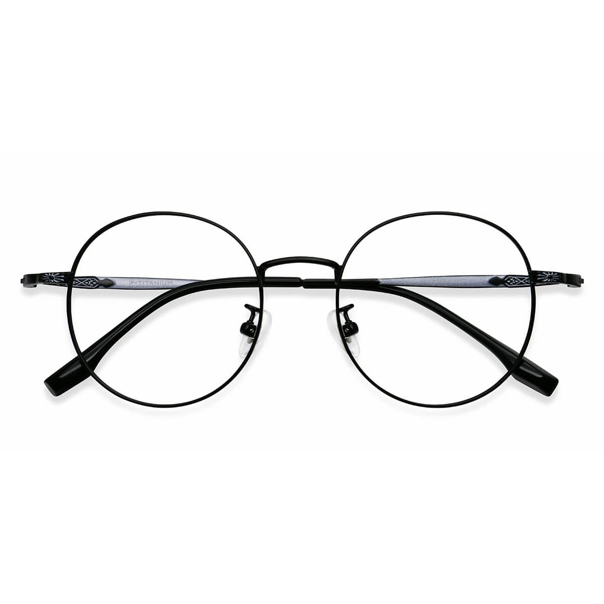 9085 Round Black Eyeglasses Frames | Leoptique