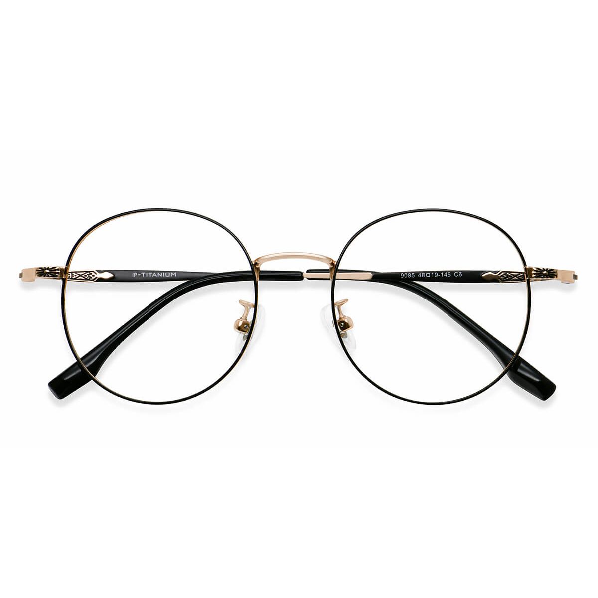 9085 Round Black Eyeglasses Frames Leoptique 7493