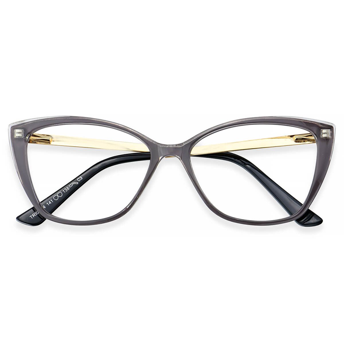 92194 Cat Eye Butterfly Gray Eyeglasses Frames Leoptique