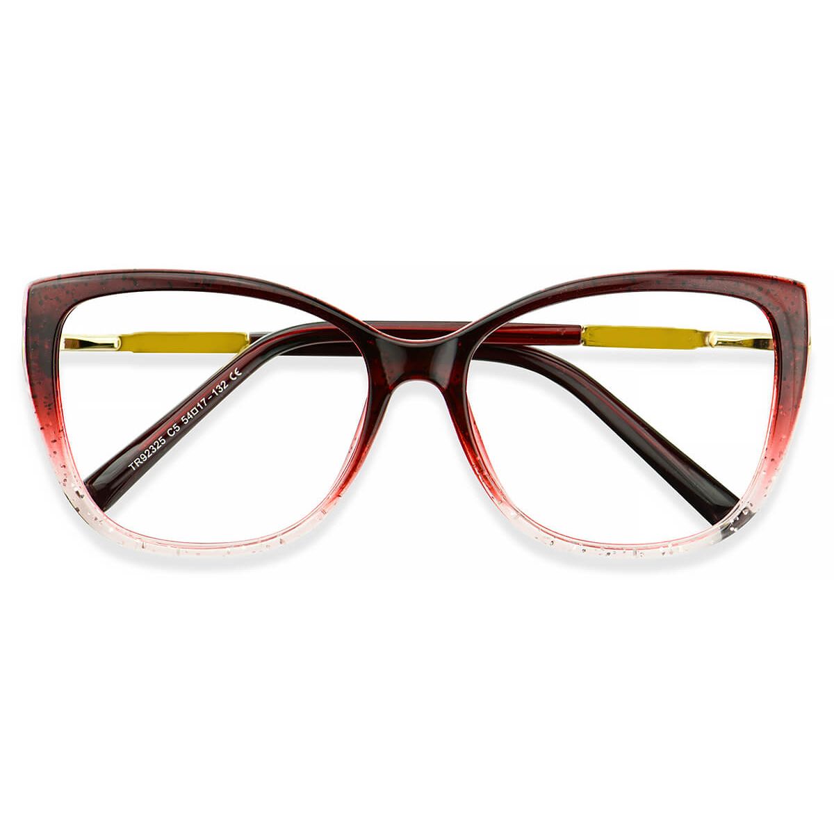 92325 Rectangle Butterfly Red Eyeglasses Frames Leoptique