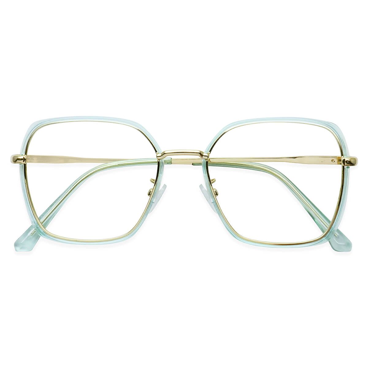 95583 Square Green Eyeglasses Frames Leoptique