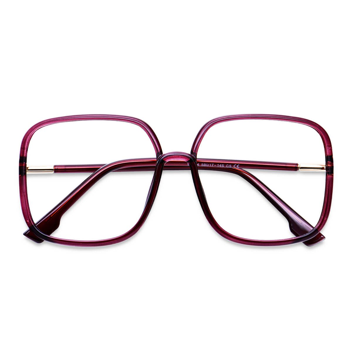 95614 Square Purple Eyeglasses Frames Leoptique