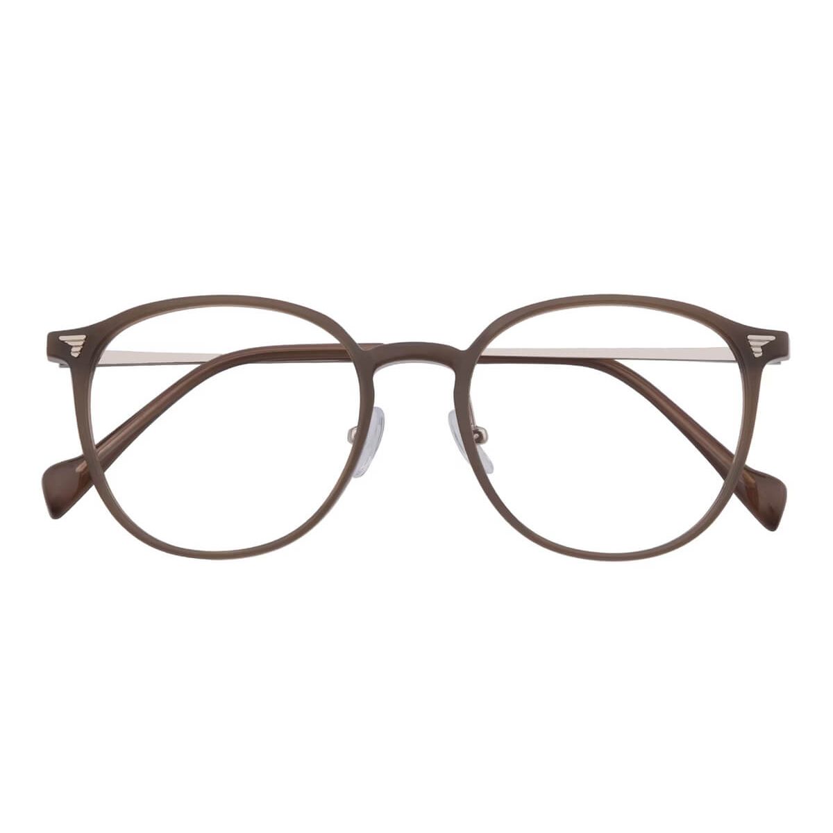 A01247 Round Oval Brown Eyeglasses Frames Leoptique