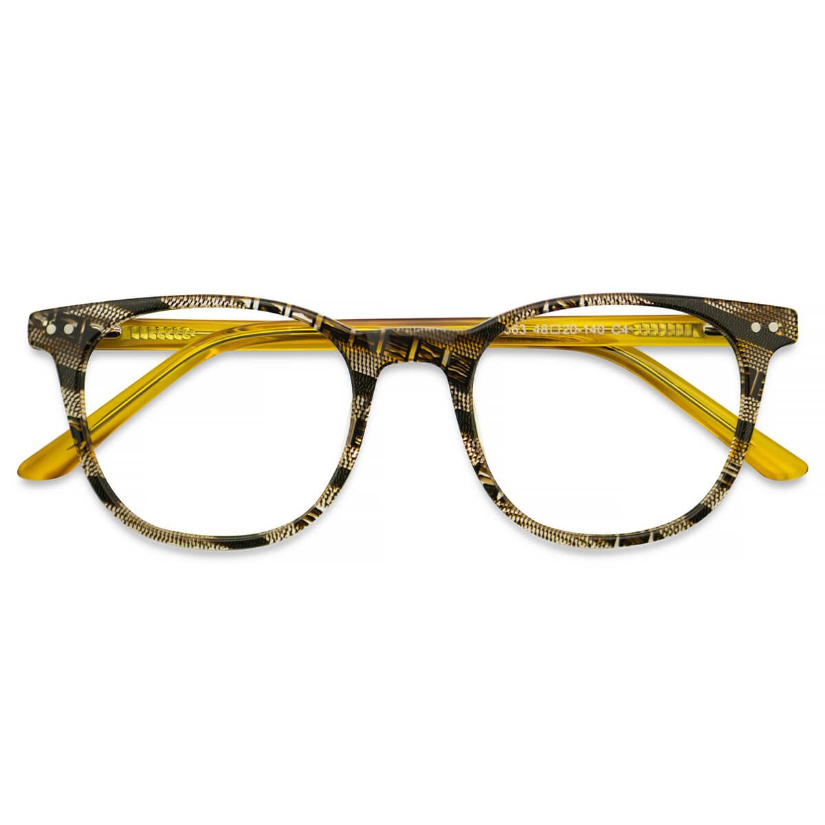 H5063 Oval Striped Eyeglasses Frames Leoptique