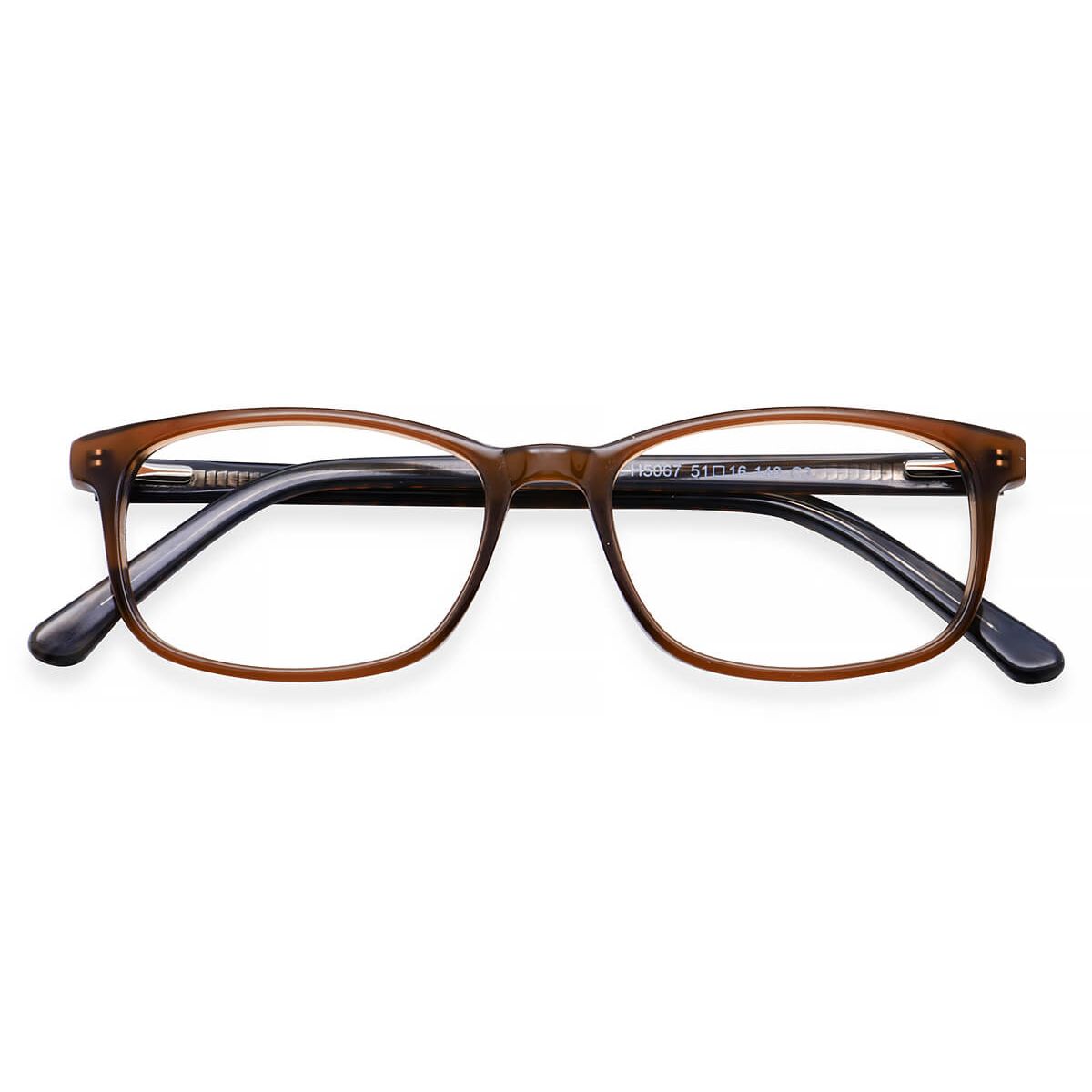 H5067 Rectangle Brown Eyeglasses Frames Leoptique