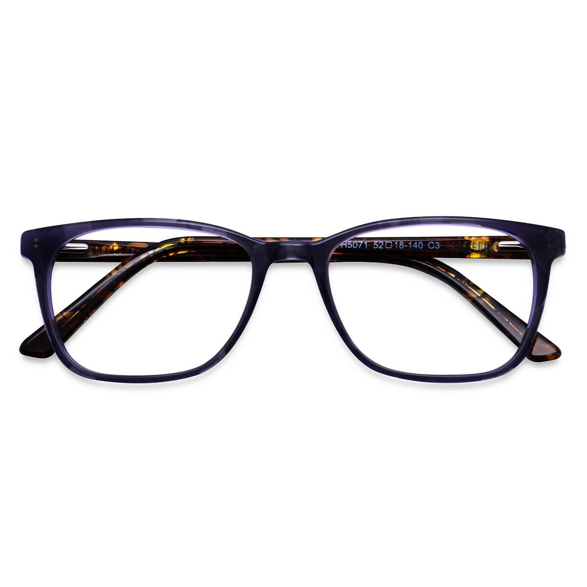 H5071 Rectangle Purple Eyeglasses Frames Leoptique