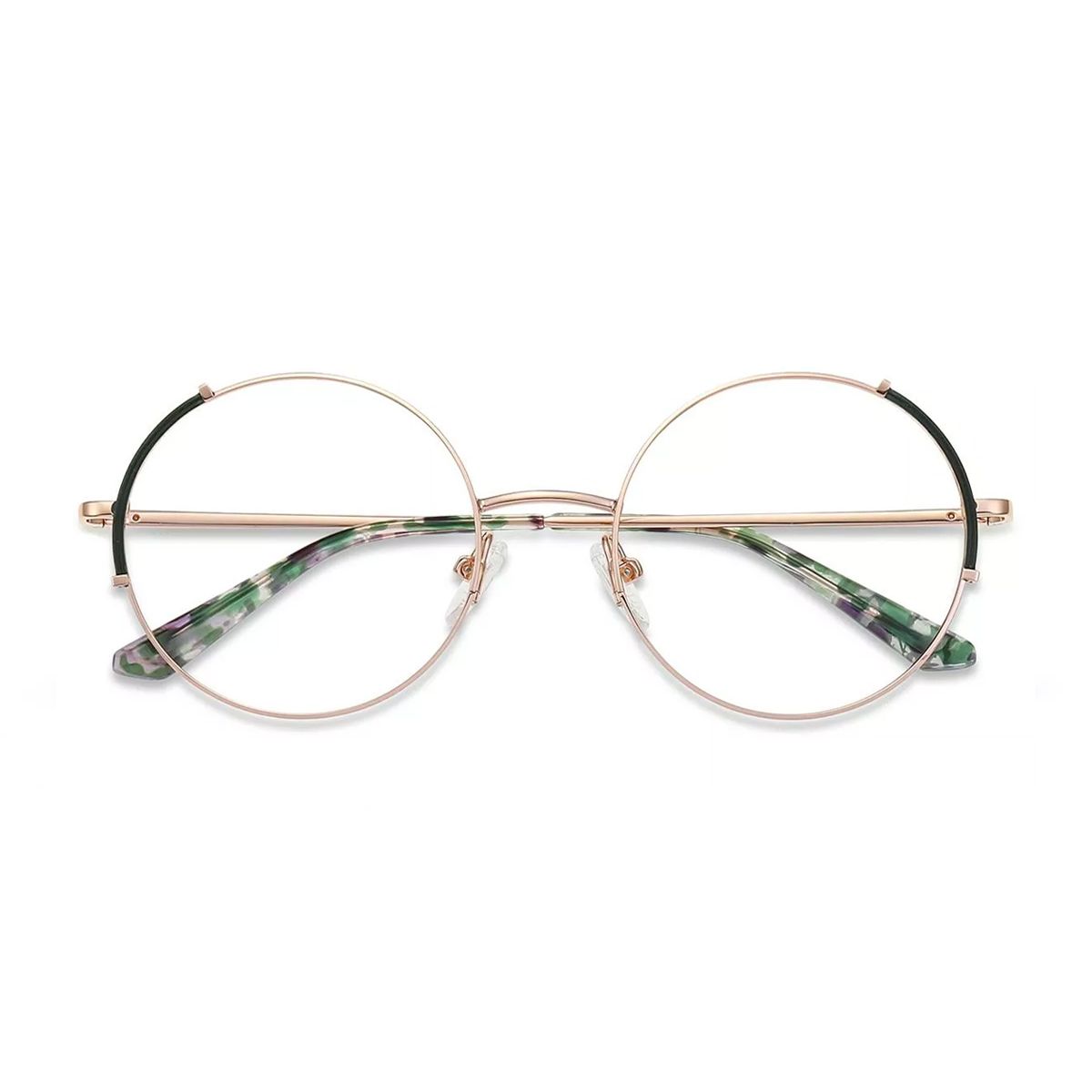 JS8615 Round Green Eyeglasses Frames Leoptique