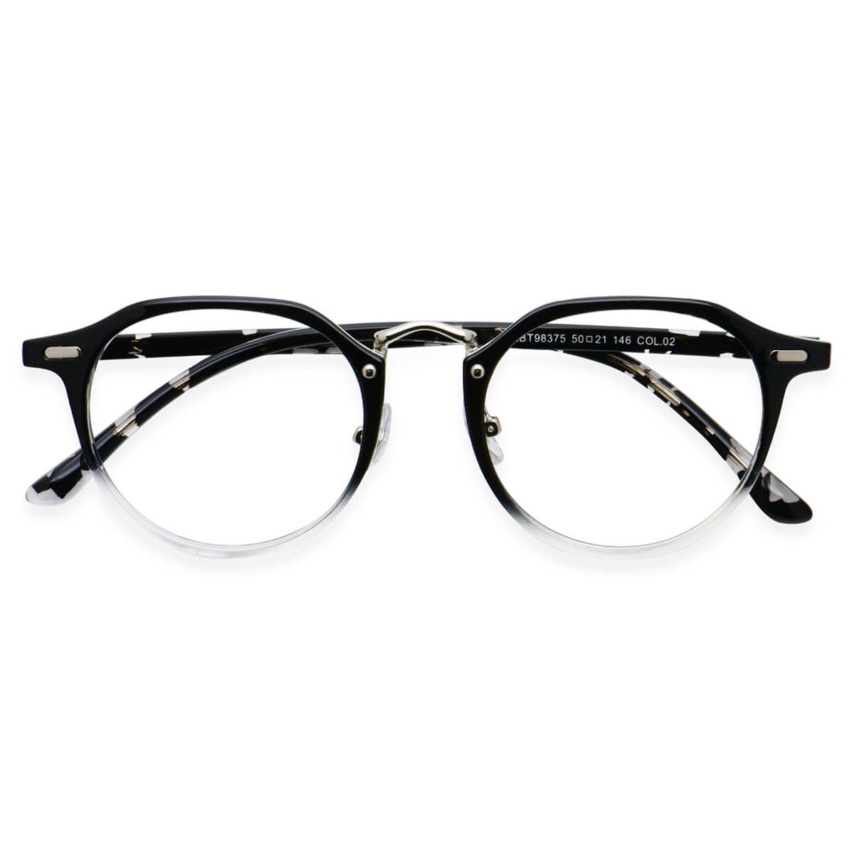 KBT98375 Round Black Eyeglasses Frames | Leoptique