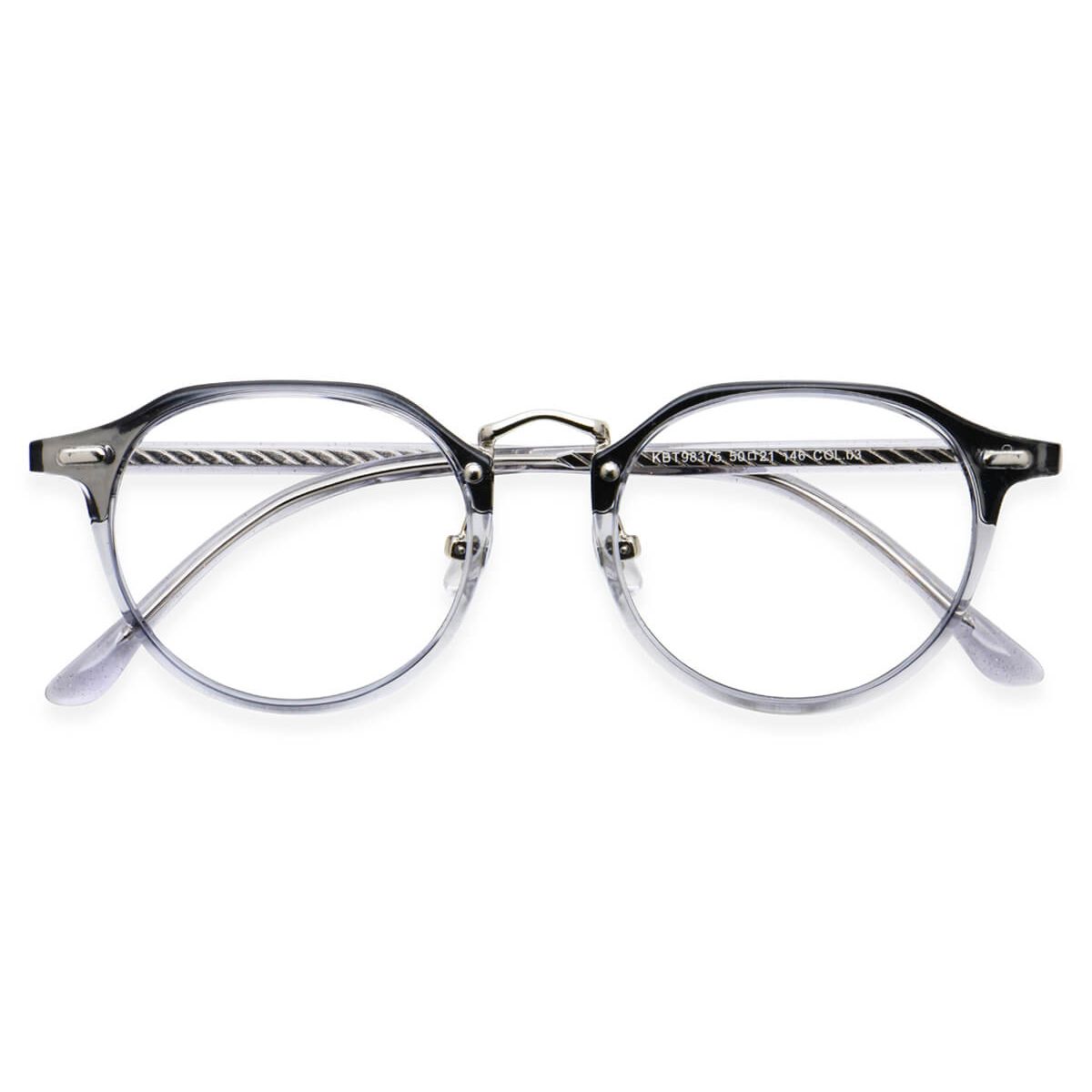 KBT98375 Round Gray Eyeglasses Frames | Leoptique