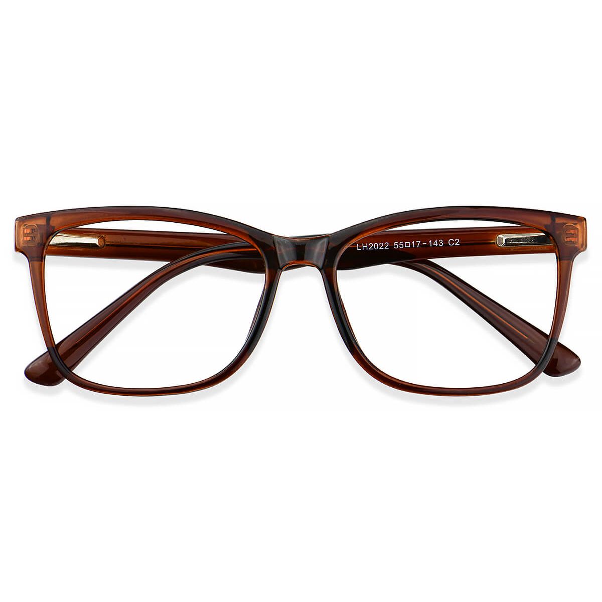 LH2022 Rectangle Brown Eyeglasses Frames Leoptique