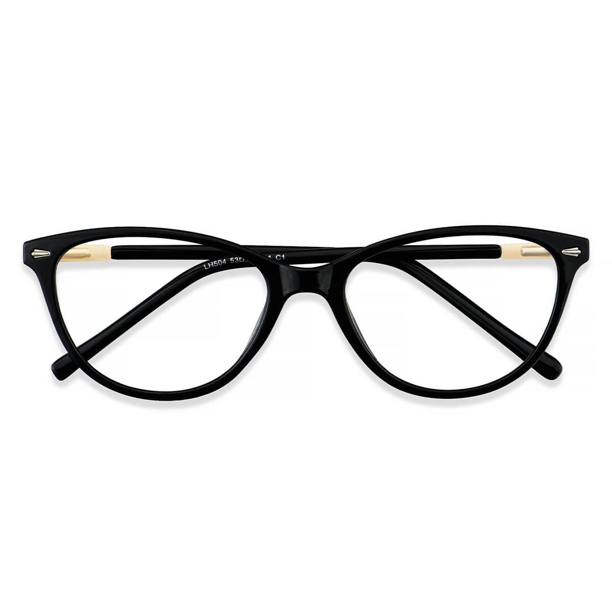 Lh504 Oval Cat Eye Wayfarer Black Eyeglasses Frames Leoptique