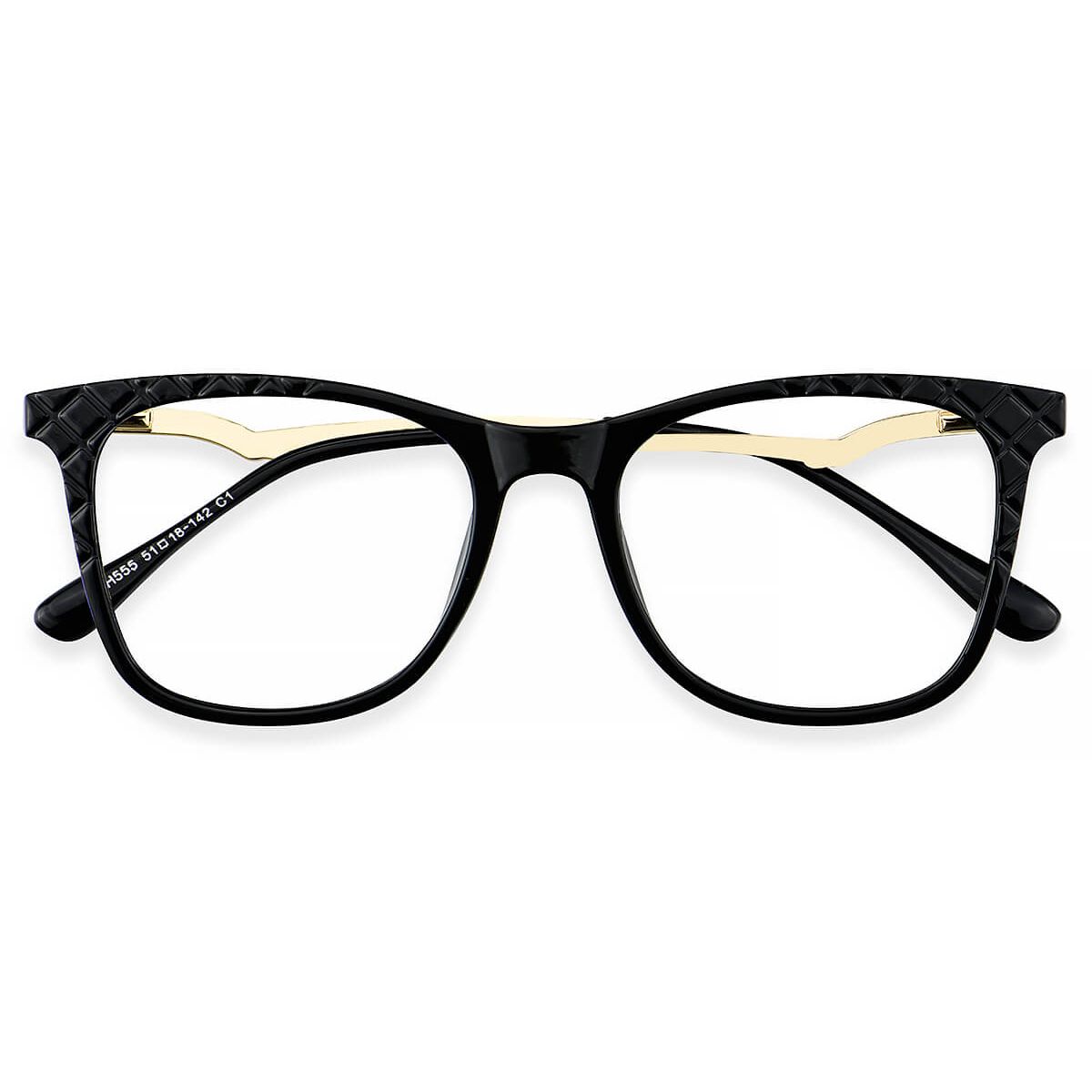 Lh555 Rectangle Black Eyeglasses Frames Leoptique