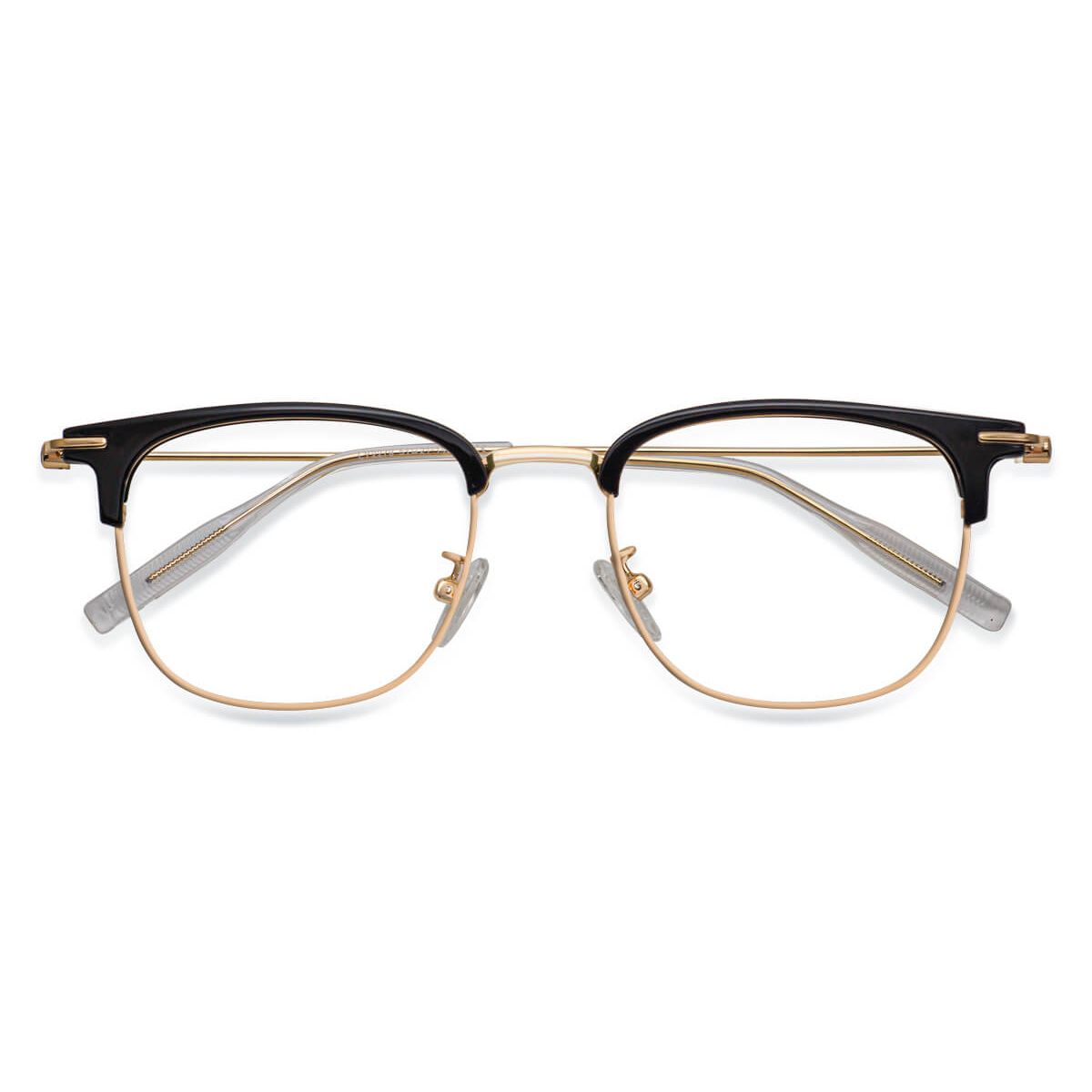 LY2279 Oval Browline Black Eyeglasses Frames | Leoptique