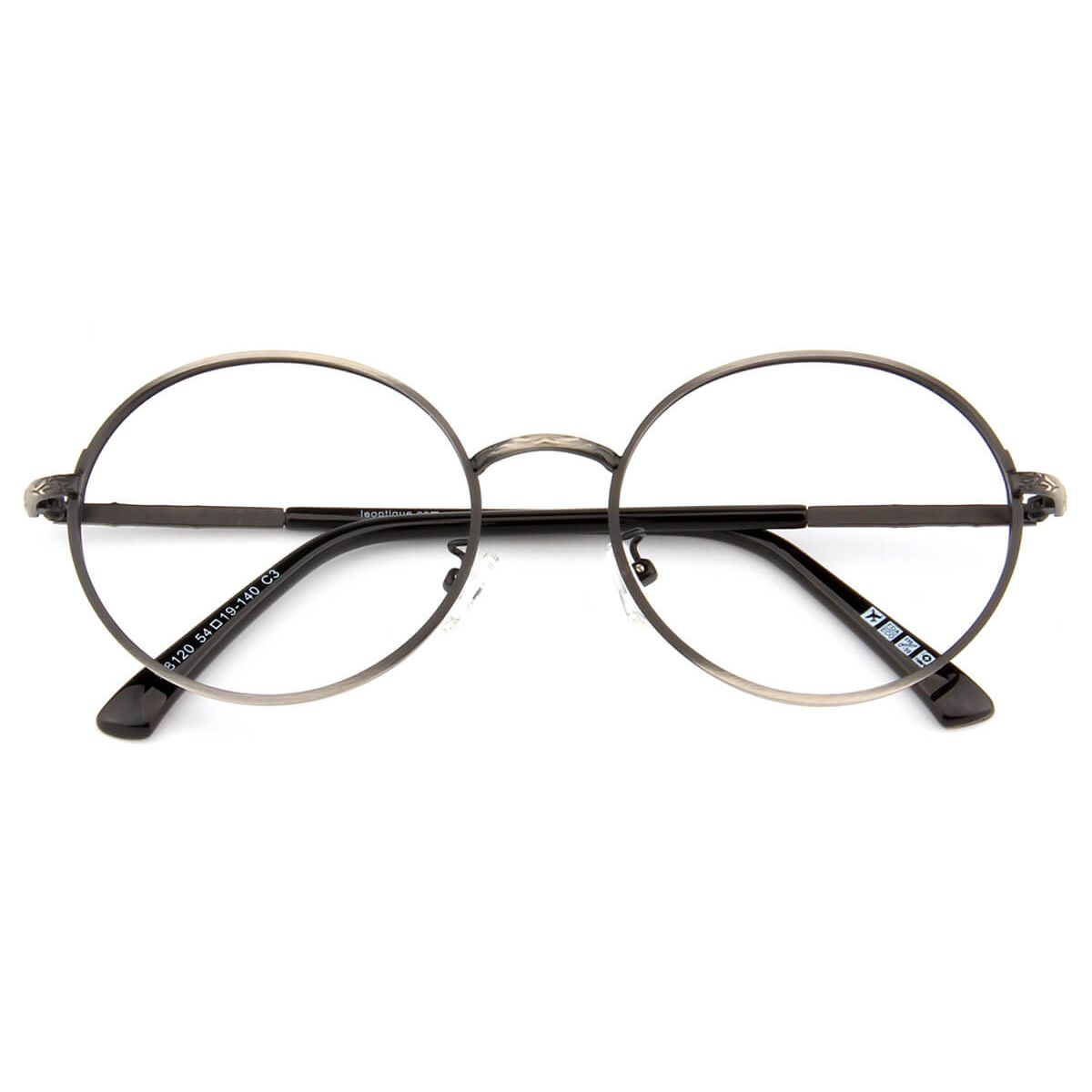 M8120 Round Silver Eyeglasses Frames | Leoptique