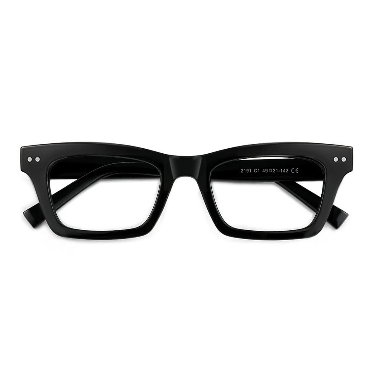 P2191 Rectangle Square Black Eyeglasses Frames | Leoptique