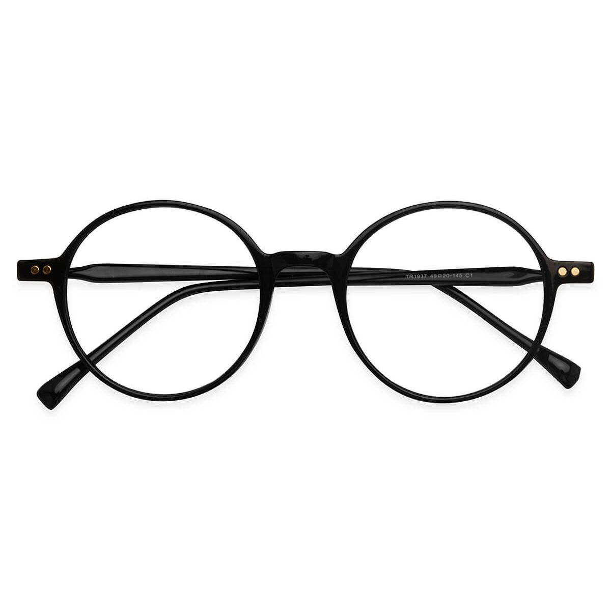 TR1937 Round Black Eyeglasses Frames | Leoptique
