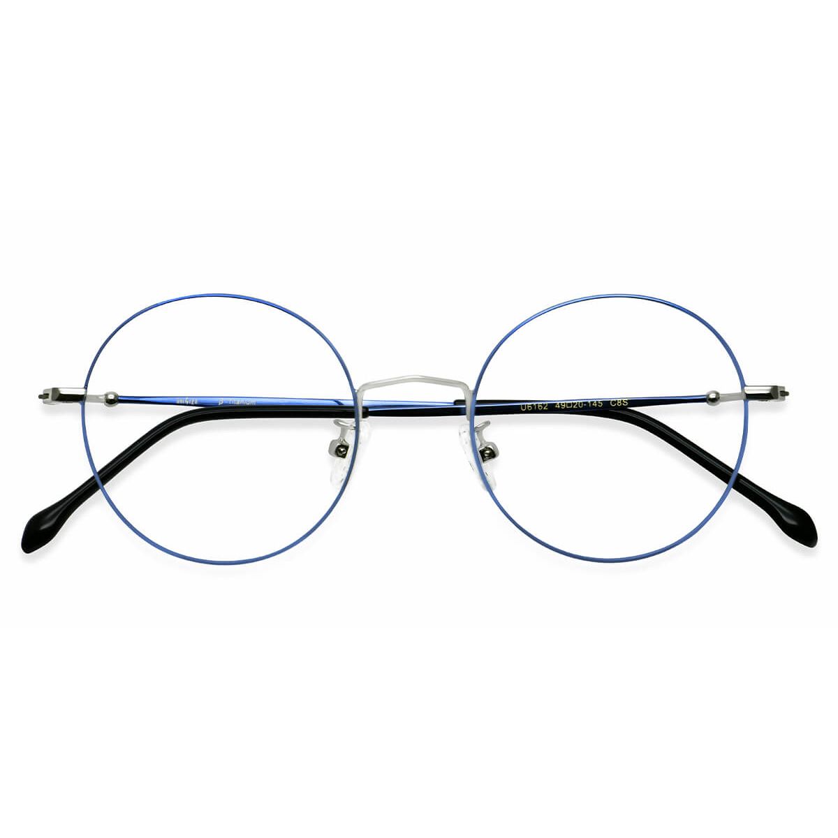 U6162 Round Blue Eyeglasses Frames | Leoptique