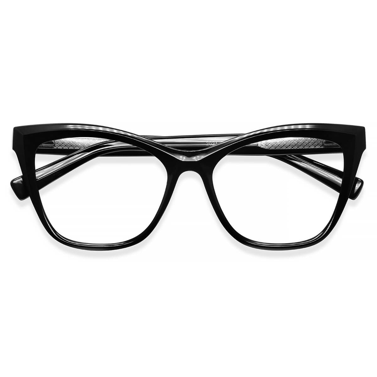 W2021 Cat-eye Butterfly Wayfarer Black Eyeglasses Frames | Leoptique
