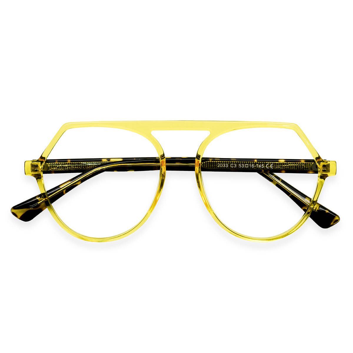 W2033 Aviator Yellow Eyeglasses Frames Leoptique