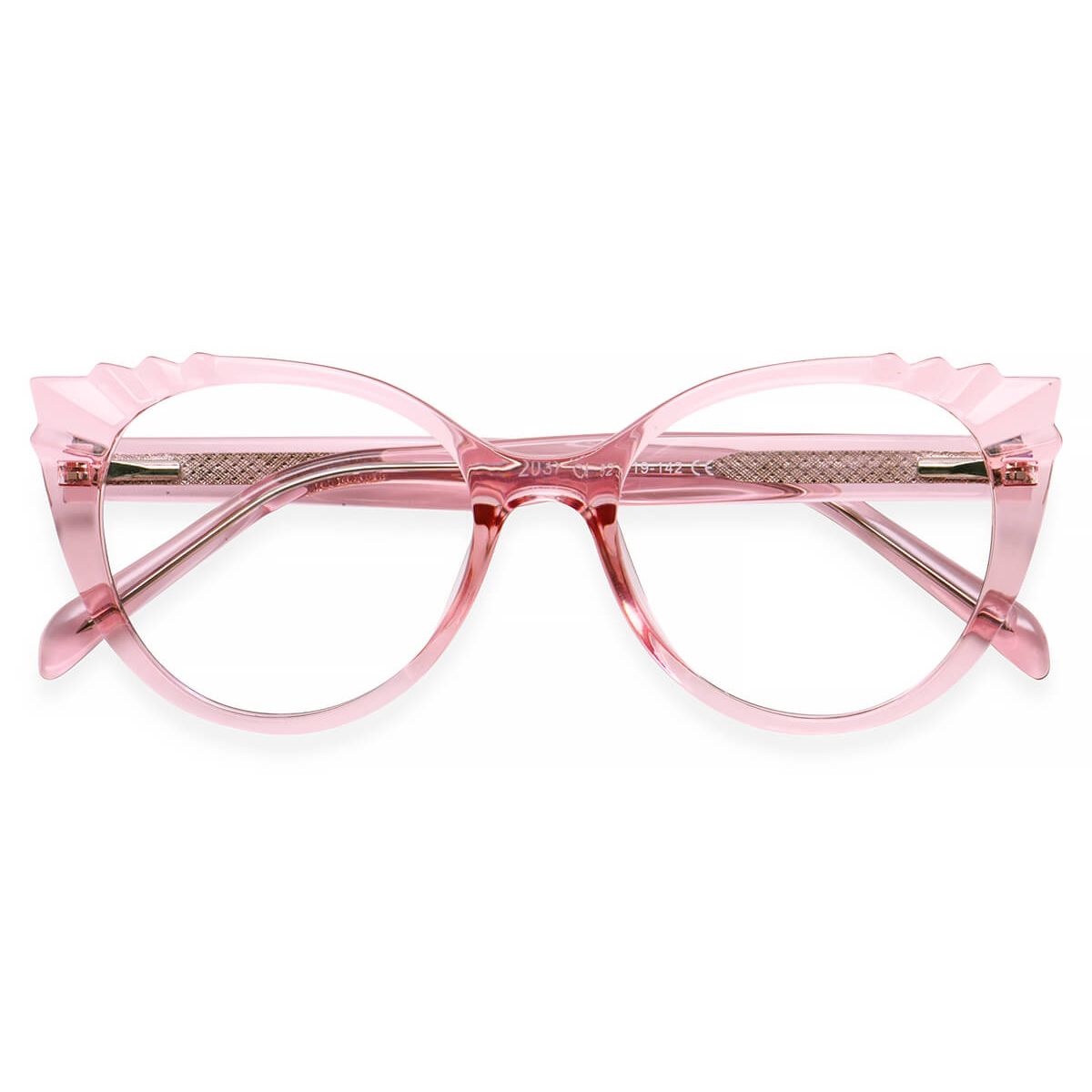 W2037 Round Cat Eye Pink Eyeglasses Frames Leoptique