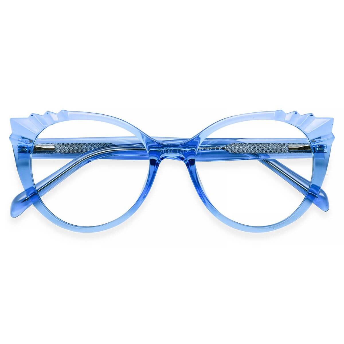 W2037 Round Cat Eye Blue Eyeglasses Frames Leoptique