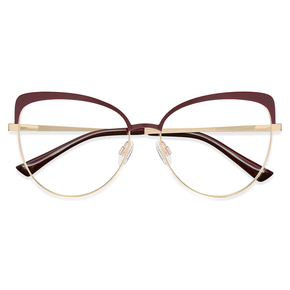 W3008 Cat Eye Butterfly Browline Red Eyeglasses Frames Leoptique