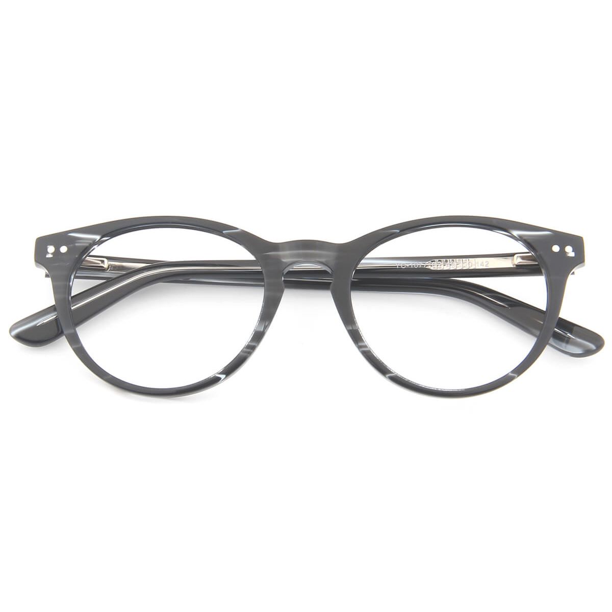 YC-1077 Oval Striped Eyeglasses Frames | Leoptique
