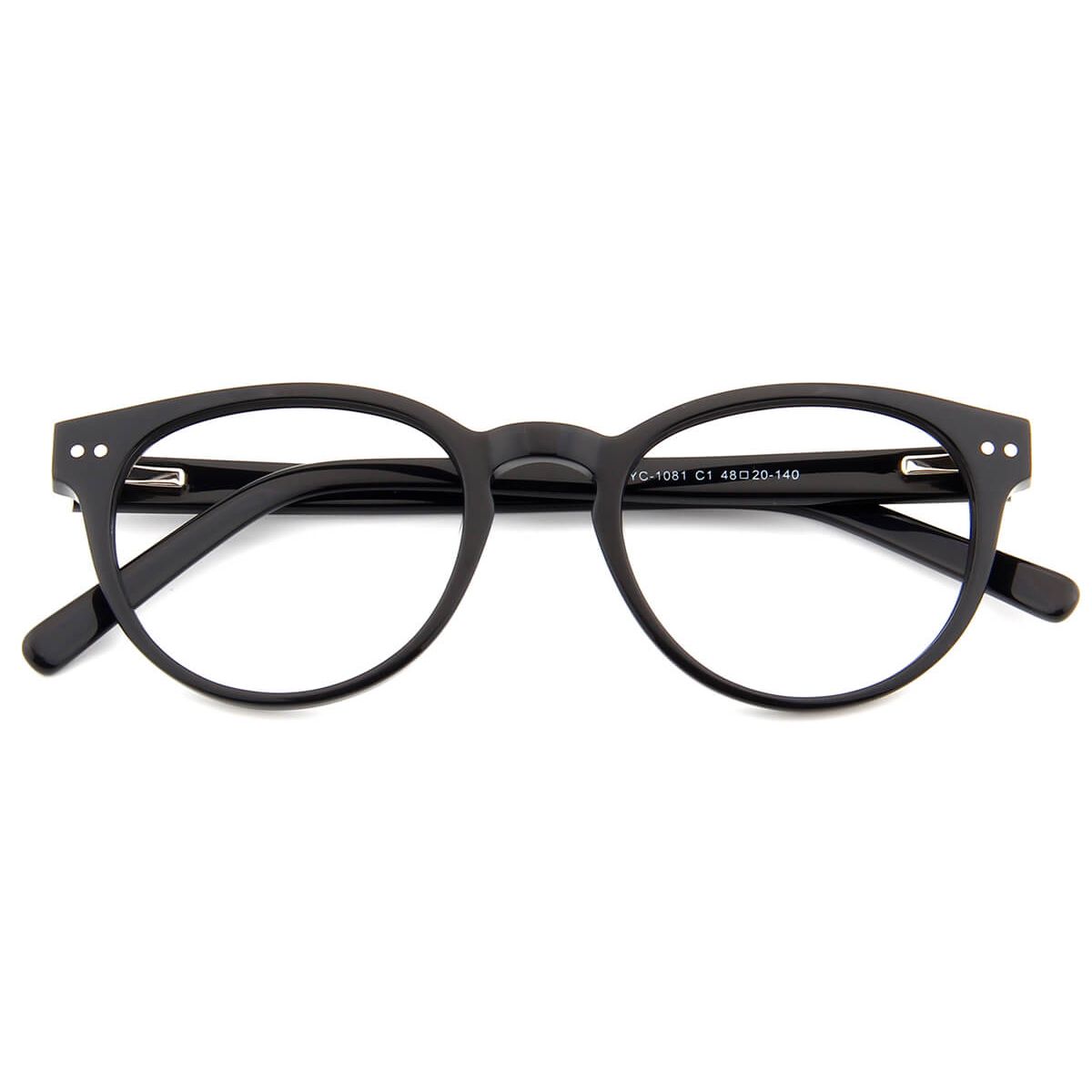 Yc 1081 Round Black Eyeglasses Frames Leoptique 5090