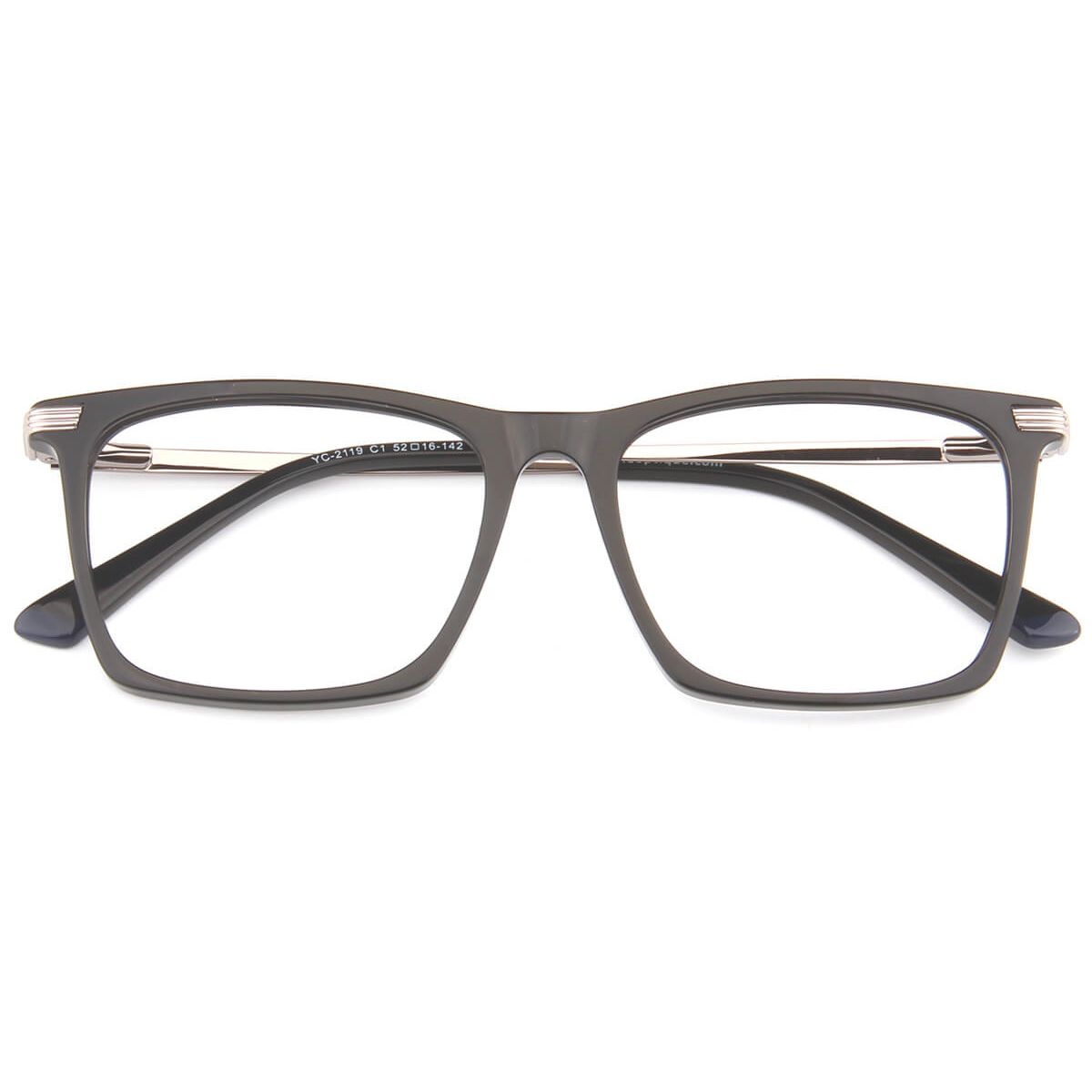 YC-2119 Rectangle Black Eyeglasses Frames | Leoptique