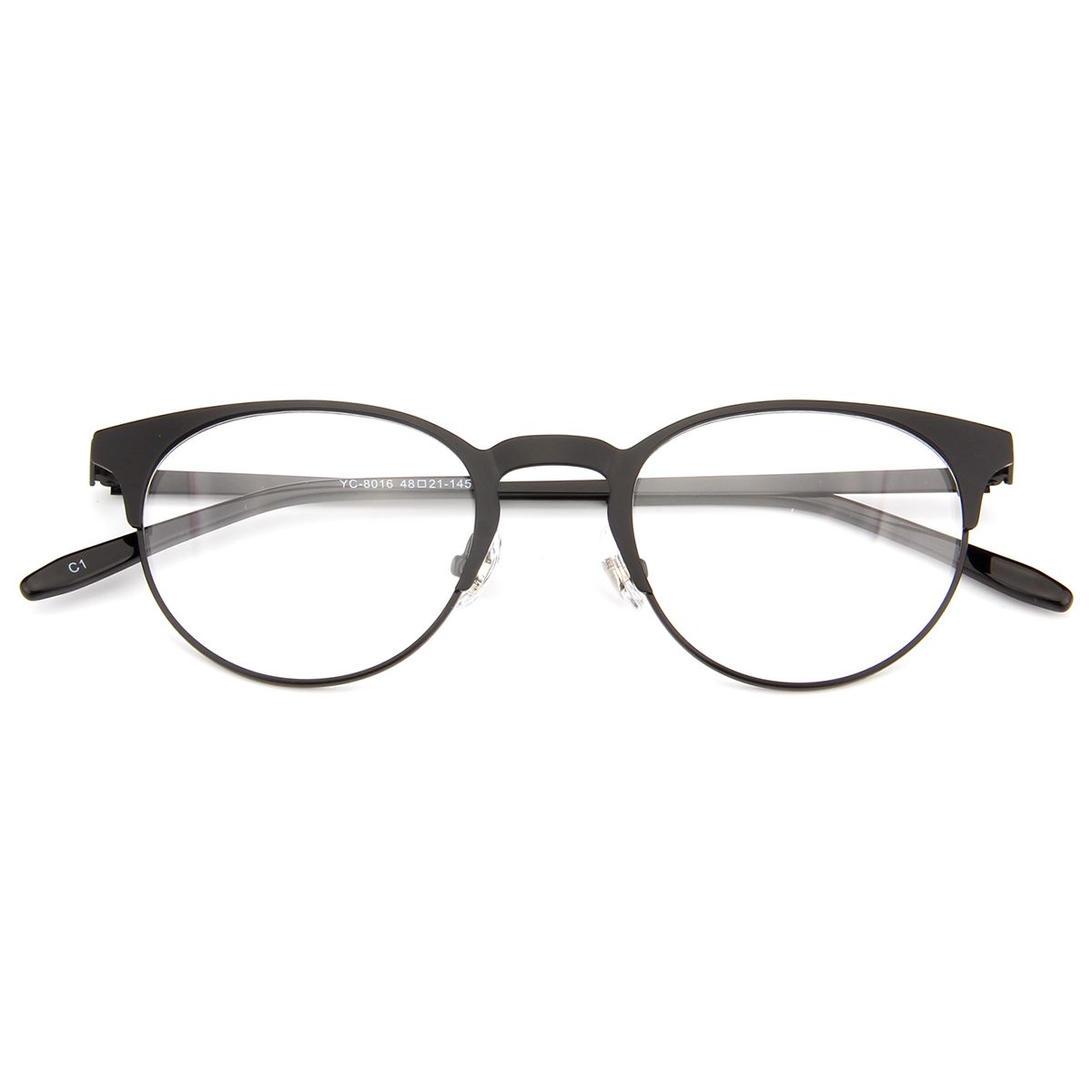 YC-8016 Round Black Eyeglasses Frames | Leoptique