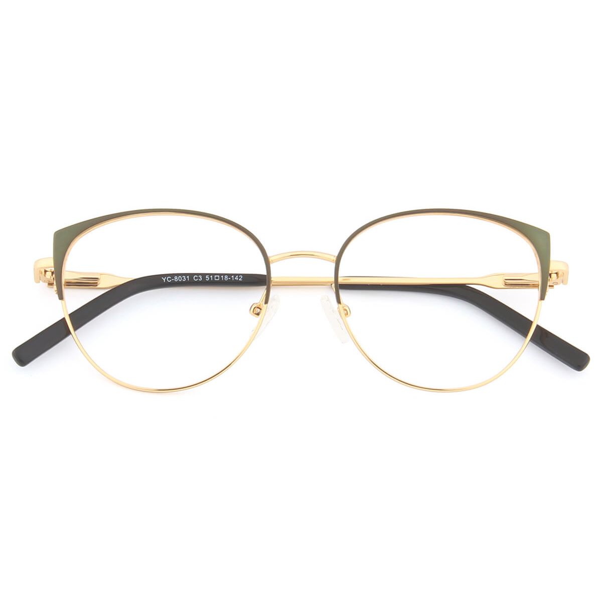 YC8031 Oval Cateye Yellow Eyeglasses Frames Leoptique