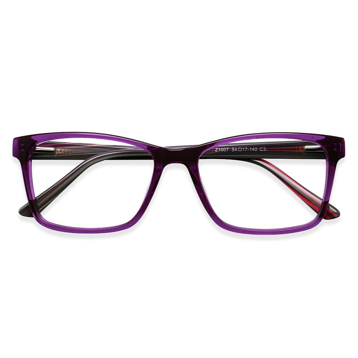 Z1007 Rectangle Purple Eyeglasses Frames Leoptique