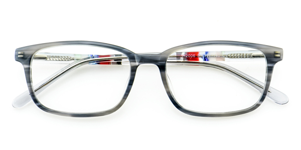 H2006 Rectangle Striped Eyeglasses Frames | Leoptique
