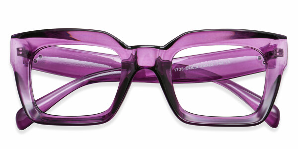 1735 Rectangle Purple Eyeglasses Frames | Leoptique