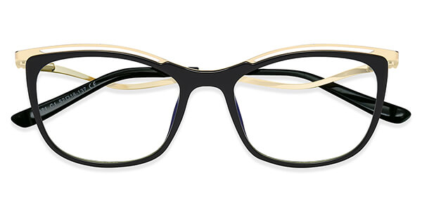 W2071 Rectangle Black Eyeglasses Frames | Leoptique