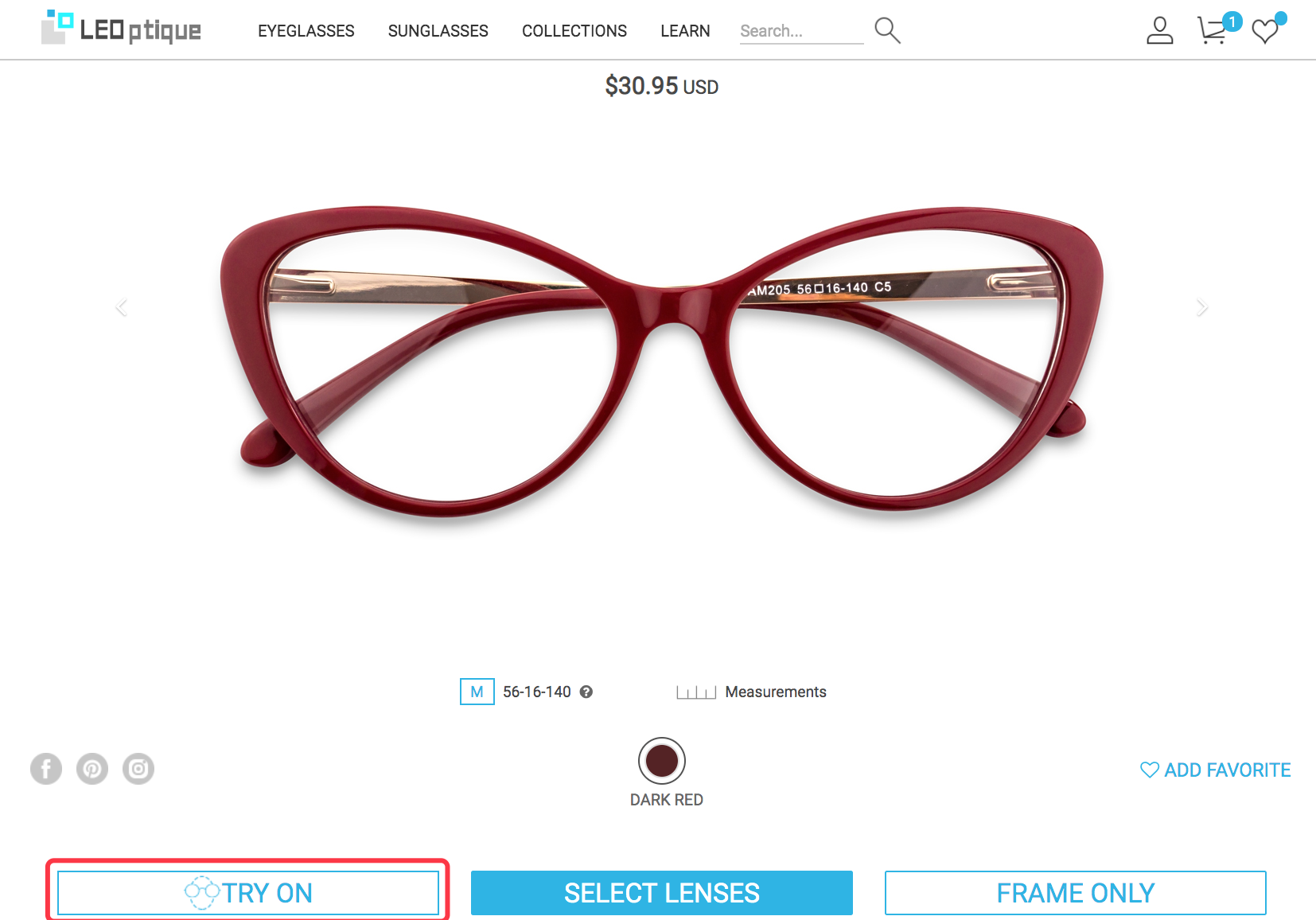 Glasses frames store online test